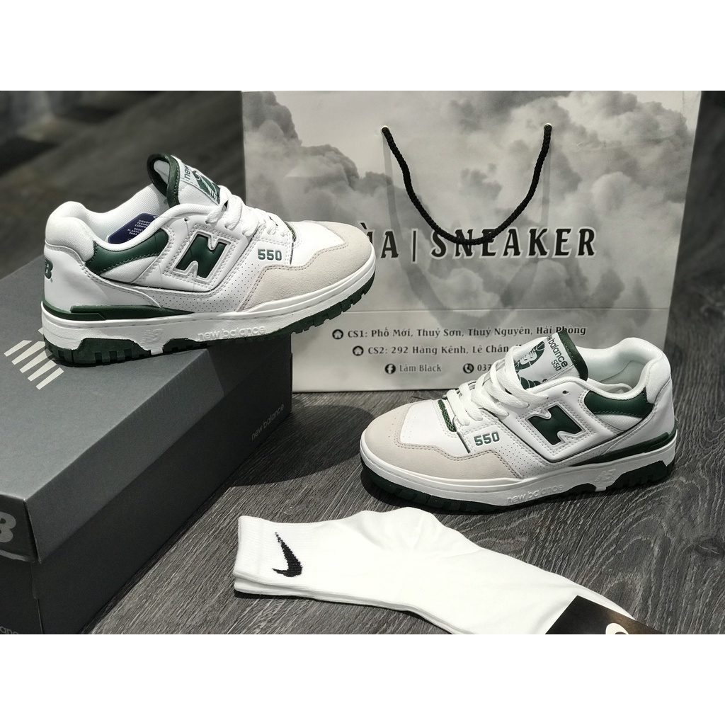 Siêu Phẩm Giày Thể Thảo Sneaker NB 550 White Green Xaffnh Lá Cao Cấp Ảnh Thật + freeship + Tặng Tất