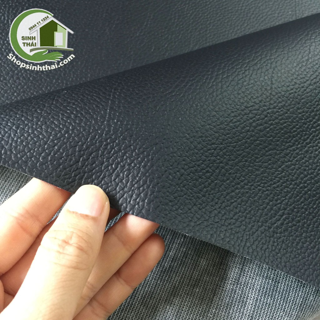 Vải da simili PVC Khổ 1,4m - vải giả da may túi, làm dép, bọc ghế sofa - màu đen có vân