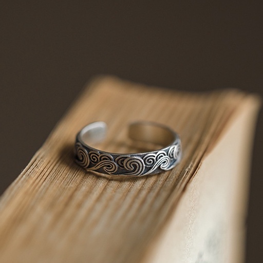 Nhẫn Nam Vân Mây Hình Cloudy Ring Loki Accessories Thời Trang Basic Màu Bạc Đẹp Cao Cấp - Nhẫn Nam Thép Titan Không Gỉ