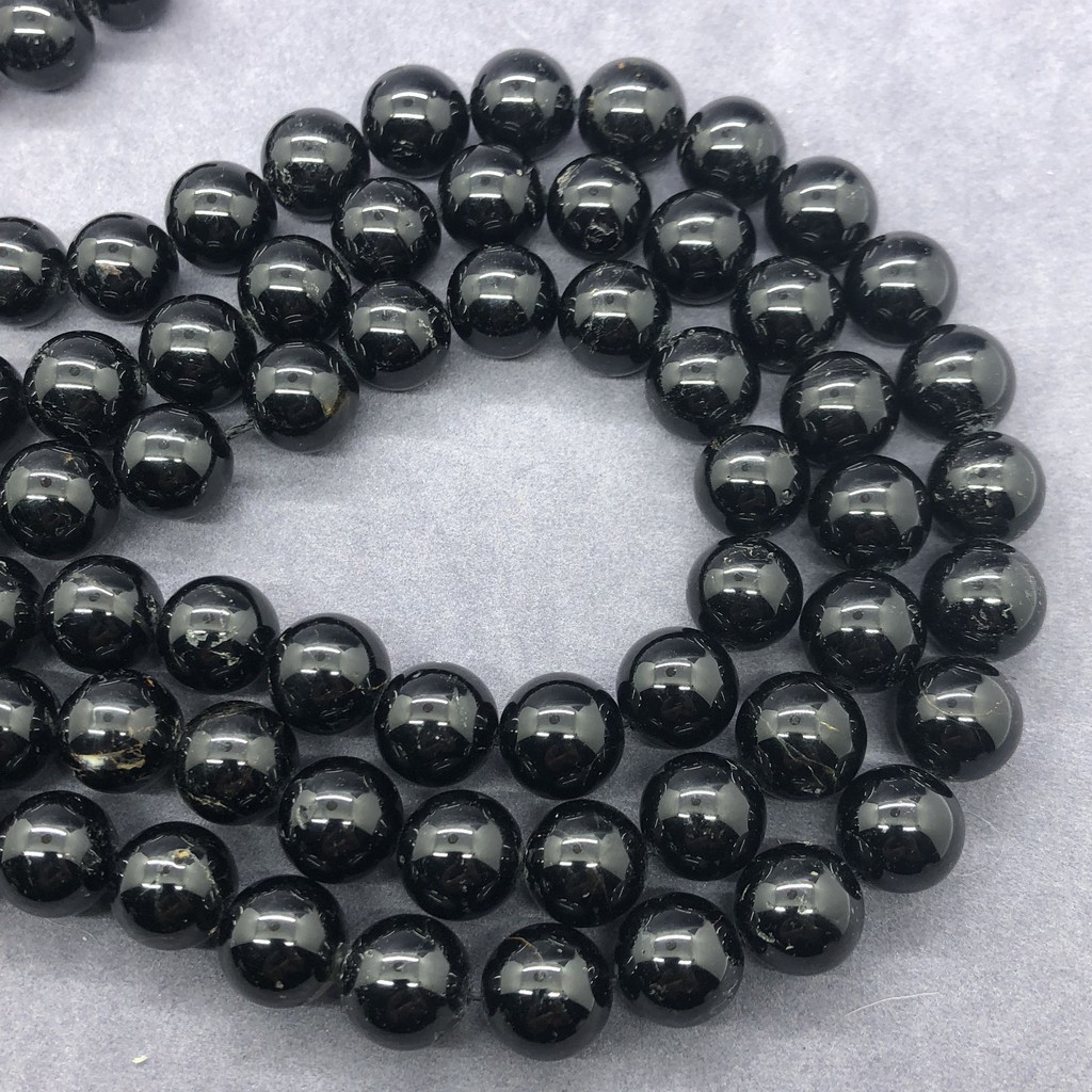 Chuỗi Hạt Đá Tourmaline Đen Tự Nhiên 4-12mm