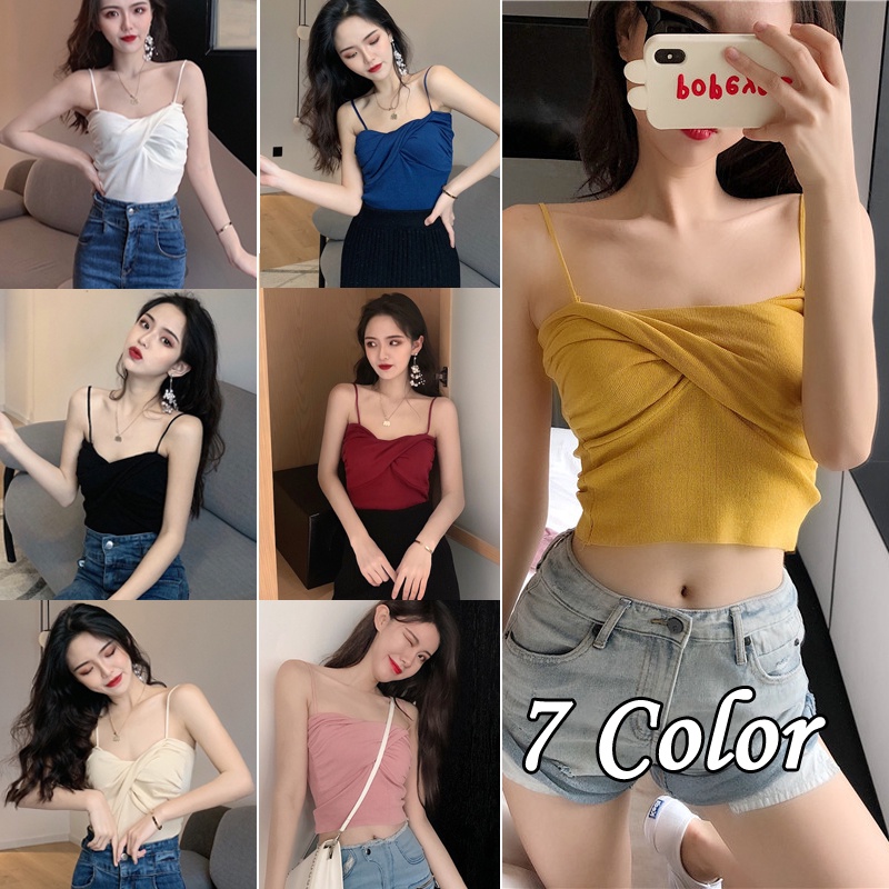 Áo Ống Dệt Kim Thiết Kế Chéo Dây Phong Cách Hàn Quốc Cổ Điển Thời Trang Mới 2022 Dành Cho Nữ