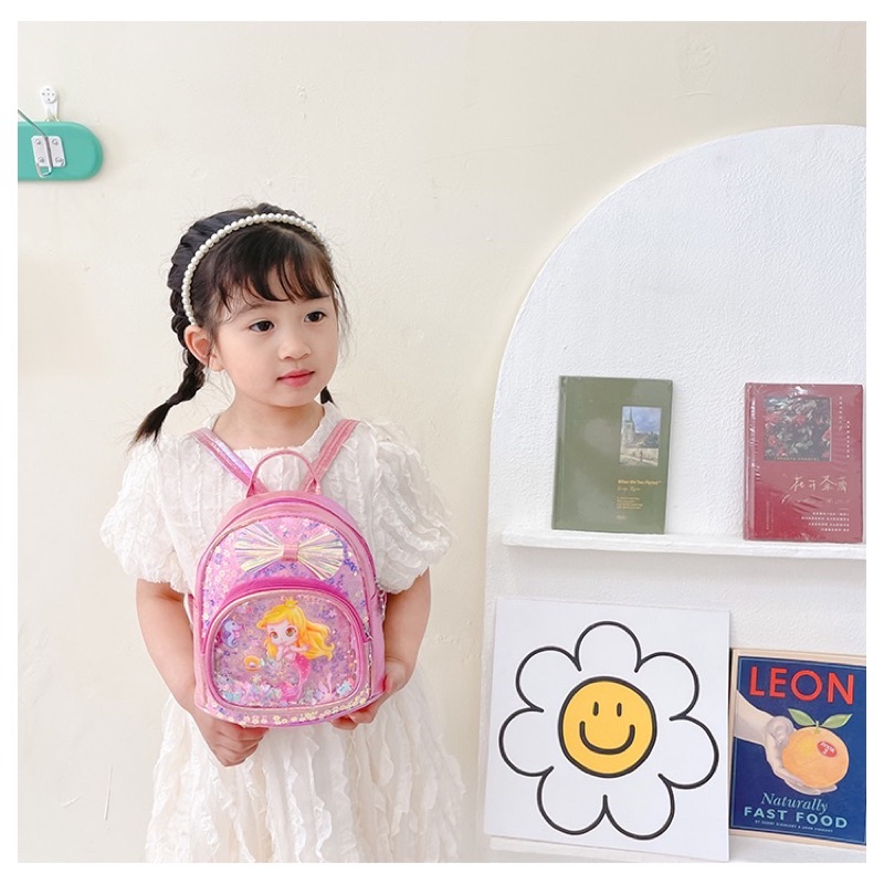 Ba Lô  Nàng Tiên  Cá  Mini Đính Kim Sa Lấp Lánh Thời Trang Cho Bé Gá Ko