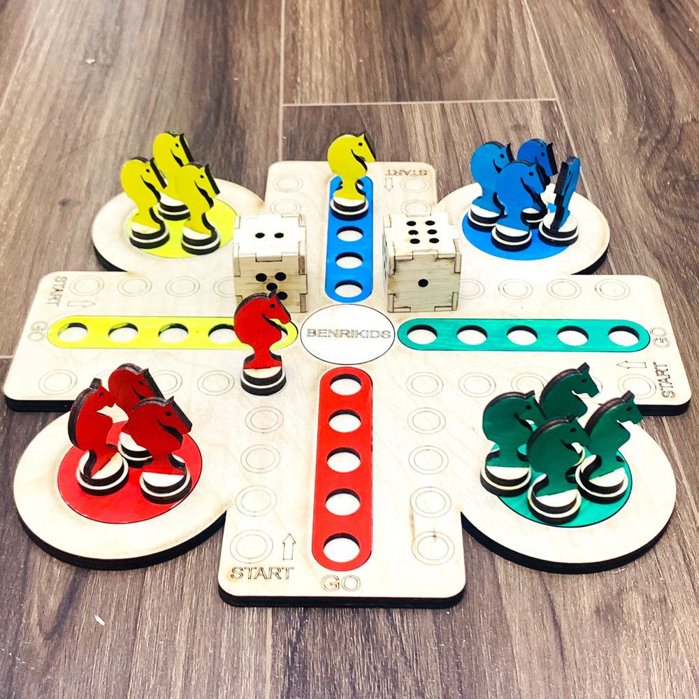 Cờ Đua Ngựa Bằng Gỗ Benrikids Trò Chơi Đối Kháng Board Games