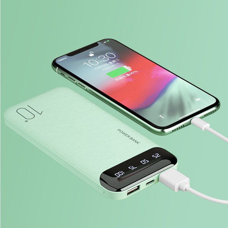 Combo pin sạc dự phòng sạc nhanh dung lượng 10000mah các màu + cáp sạc nhanh lightning 2A 4 lõi dài 1m