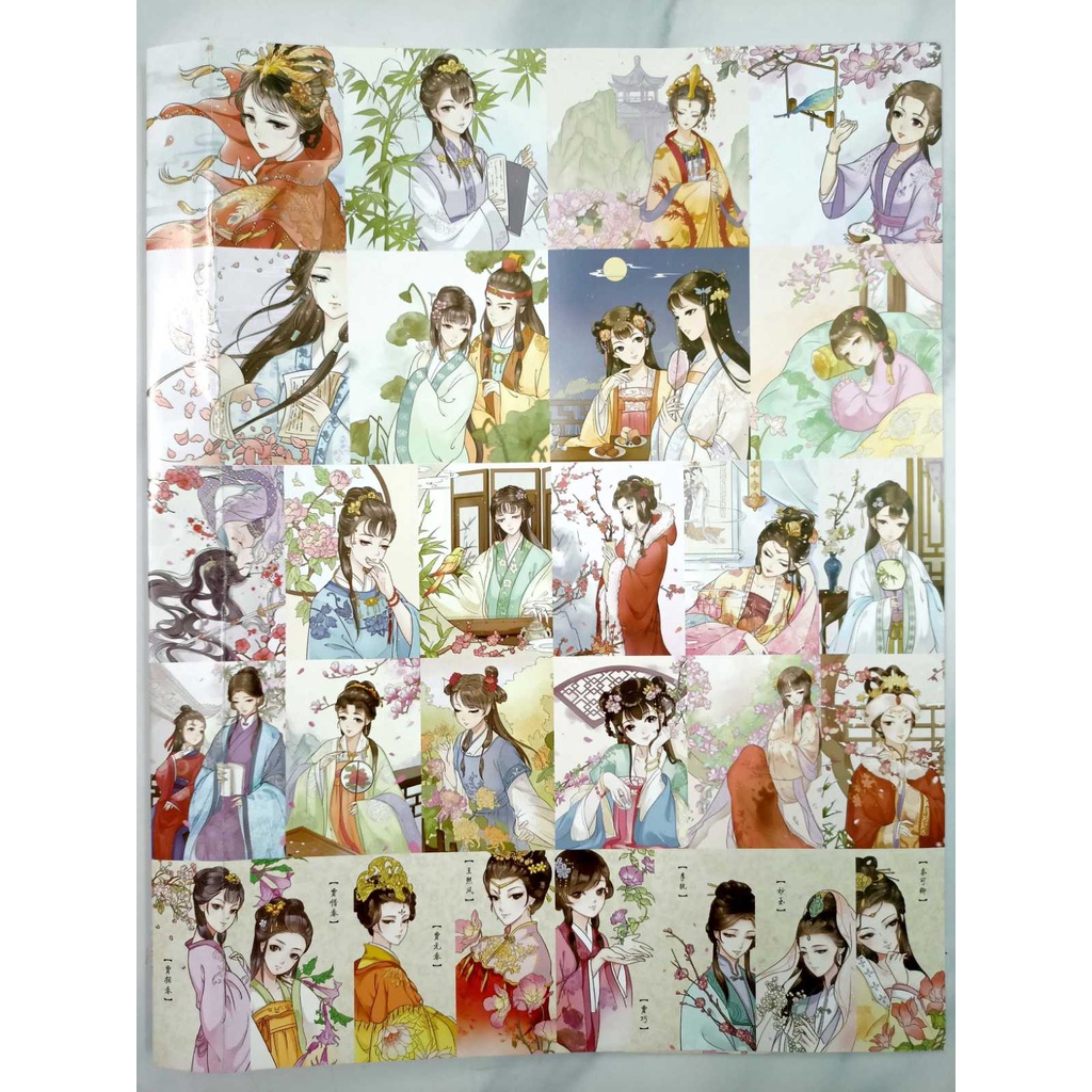 Tranh tô màu chì, màu nước Cổ Trang, Anime A4-Lineart, 10 tranh