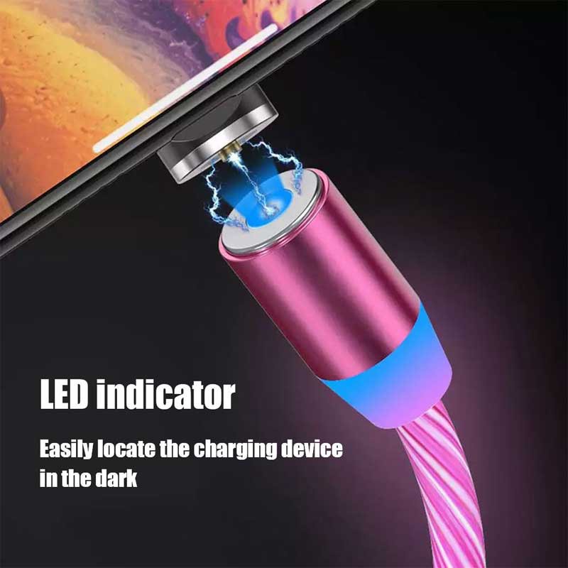 Dây Cáp Sạc Nhanh Nam Châm 1m 3 Trong 1 Đầu Micro Usb / Type-C Có Đèn Led Cho Iphone Huawei Xiaomi Vivo Oppo