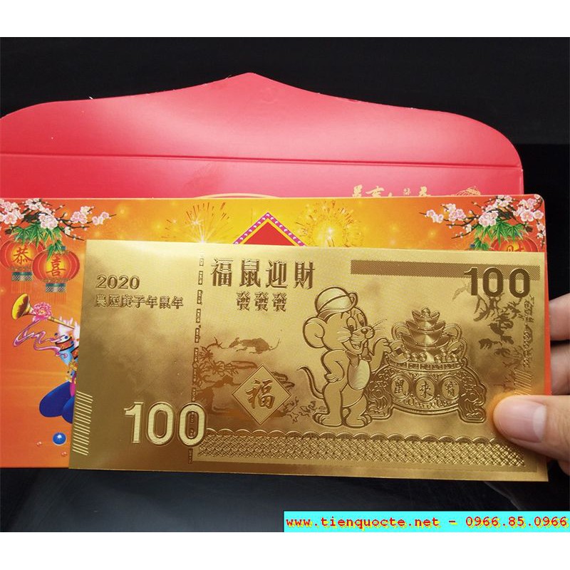 Đồng Tiền Lưu Niệm 100 Macao Hình Con Chuột Mạ Plastics kim loại vàng không phai màu - Quà tặng tết 2020