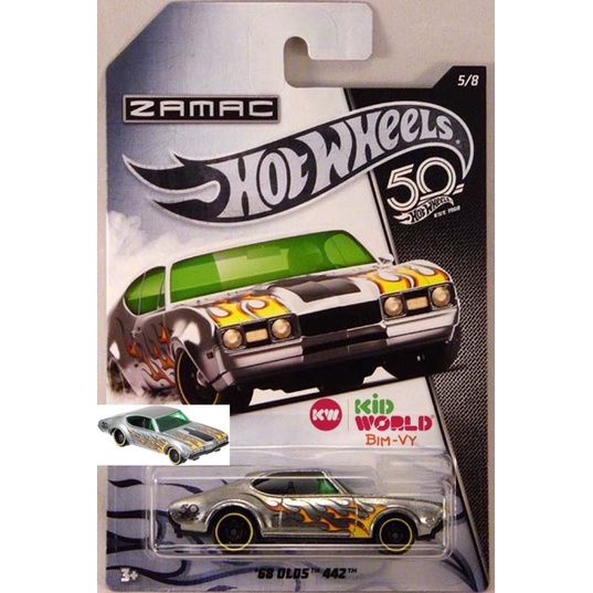 Xe mô hình Hot Wheels 50th Anniversary Zamac Flames Series 2018 '68 Olds 442 FRN28.