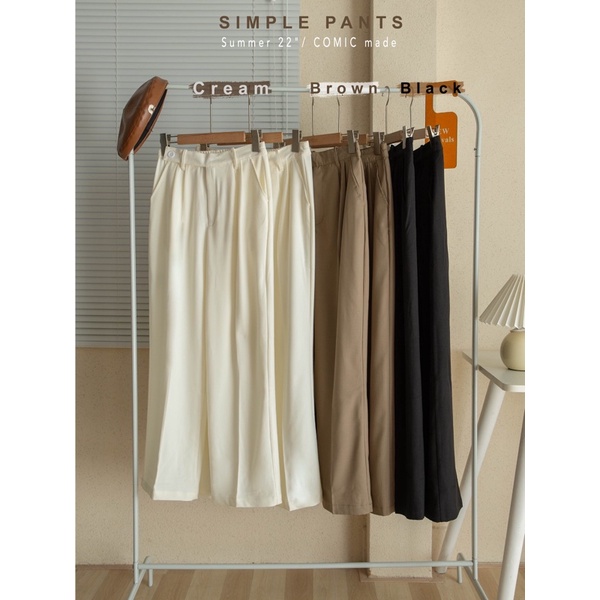 Quần vải ống suông lưng cao 93% Comic