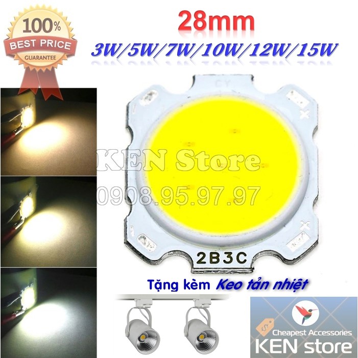 Bóng led 3W 5W 7W 10W 12W 15W đường kính 28mm