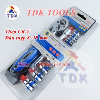Bộ đầu khẩu 3/8 c-mart k0025, bộ đầu tuýp 12 chi tiết bằng thép cr-v