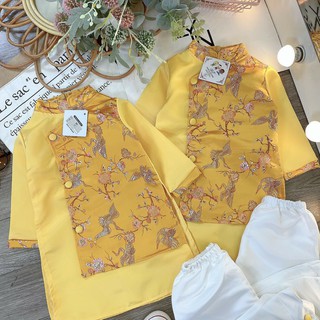 [ SALE XẢ LỖ ] [Áo dài bé trai] Sét Áo Dài bé trai lụa gân mềm mại phối Gấm kèm quần lụa công tử