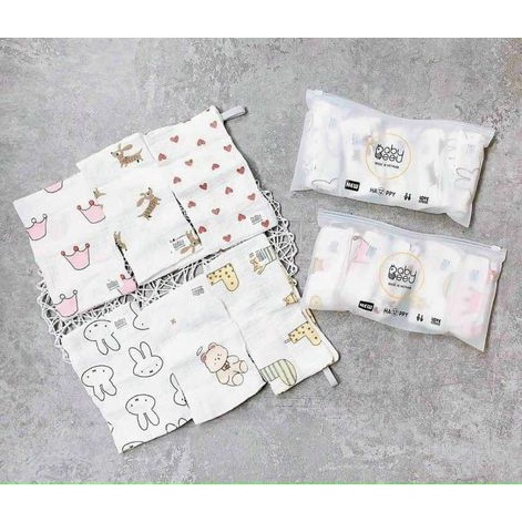 Set 5 khăn xô sữa BABY BEE - Khăn xô sữa Organic cao cấp cho bé -BB001