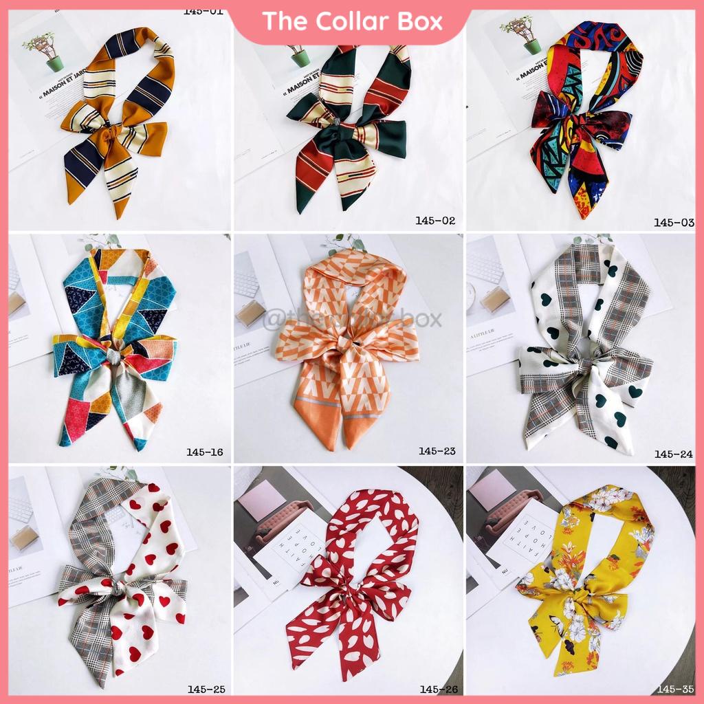 Khăn lụa dài thời trang thắt nơ cổ áo công sở, quấn tóc, quấn túi xách, làm thắt lưng size 145x7cm nhiều mẫu