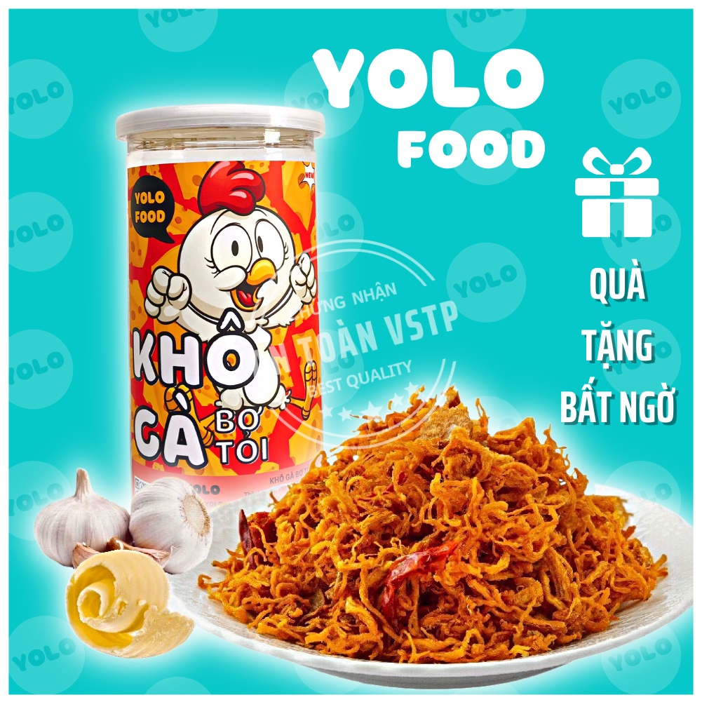 Khô gà bơ tỏi hộp 300g - Yolo Đồ Ăn Vặt Hà Nội vừa ngon vừa rẻ