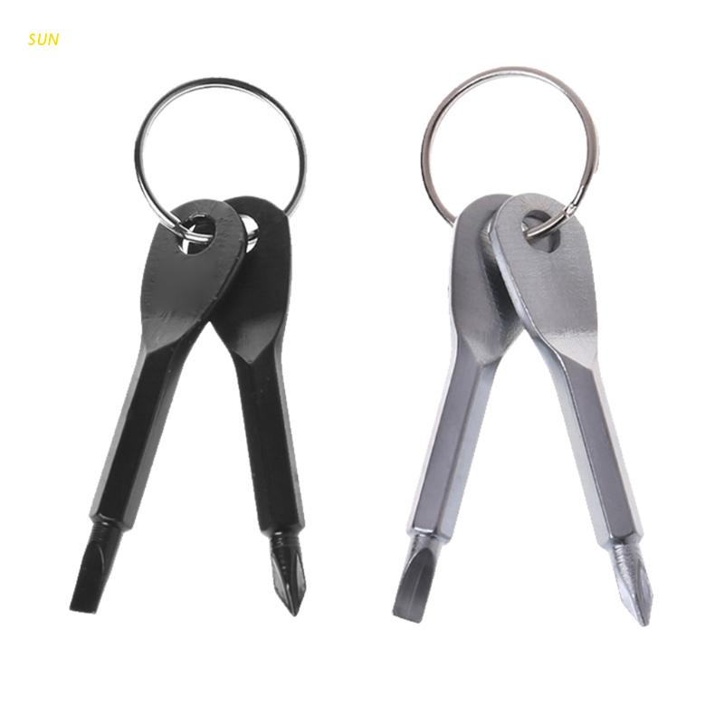 Tua vít edc mini bằng thép không gỉ 4 trong 1 có móc gắn chìa khóa đa năng
