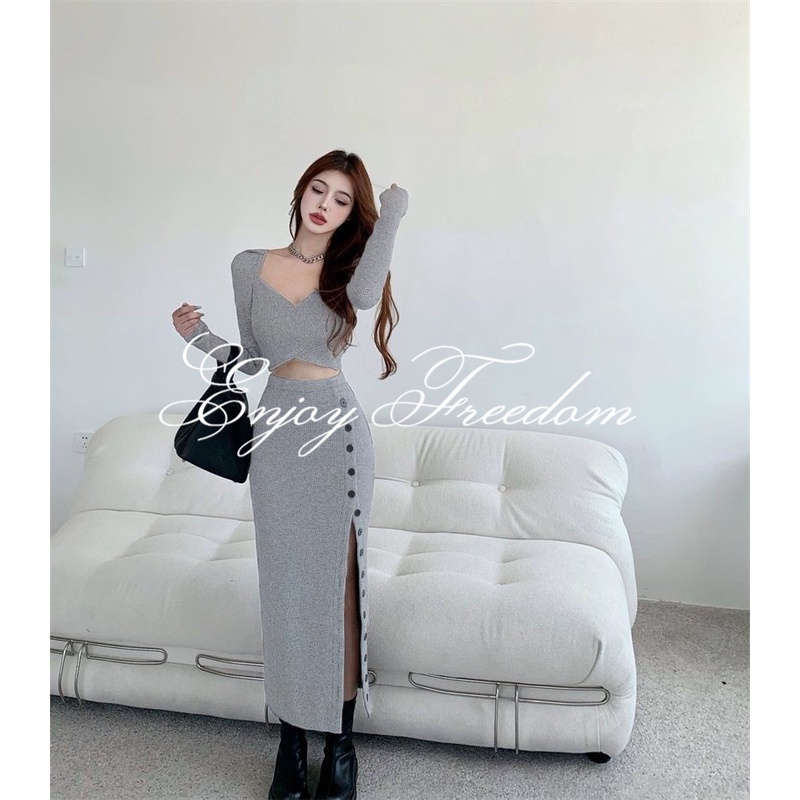 Enjoy Freedom Bộ Áo Phối Chân Váy Ôm Hông Thời Trang Thu Đông 2022 Mới Mẻ Gợi Cảm