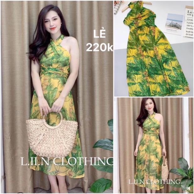 Bán sỉ Đầm yếm maxi đan chéo lưng thiết kế có video sll giá tốt