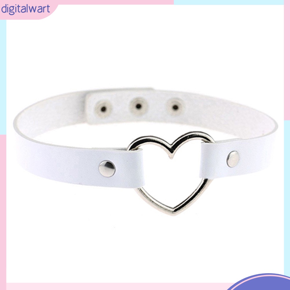 Vòng cổ choker da nhân tạo mặt trái tim kim loại phong cách Gothic trẻ trung cá tính dành cho nữ