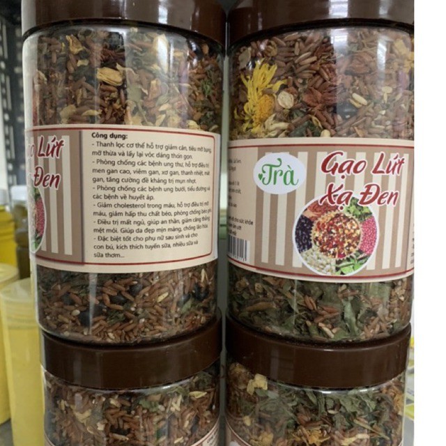 Xạ đen gạo lứt mix thảo mộc mát gan thải độc cơ thể hộp 500g