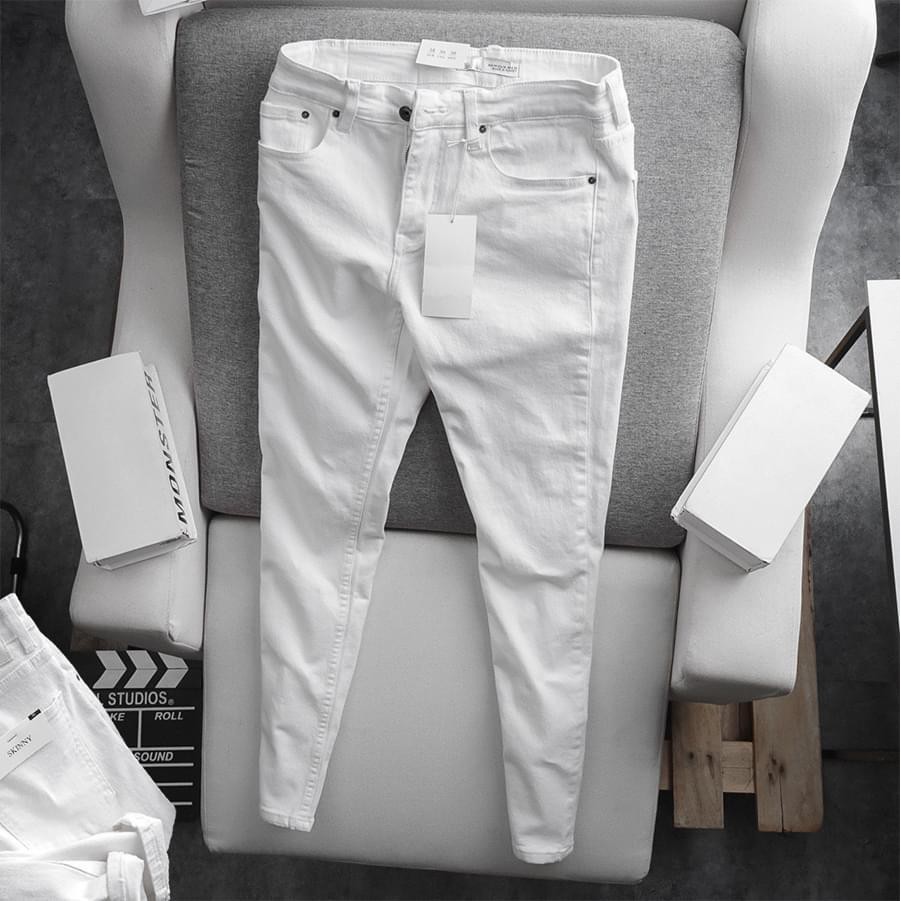 [BIGSIZE] Quần jean nam trắng trơn rách hiệu ZR form body vải co dãn hàng VNXK cao cấp AHFASHION | BigBuy360 - bigbuy360.vn