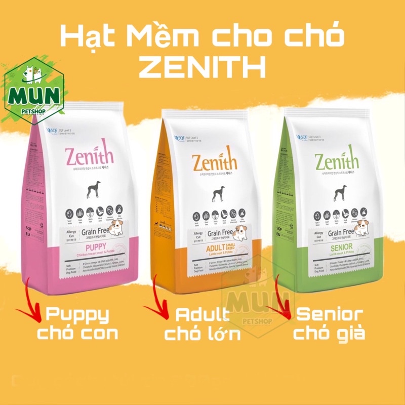 [Túi 1,2kg ] Thức ăn hạt mềm cho chó ZENITH PUPPY -ADULT -SENIOR
