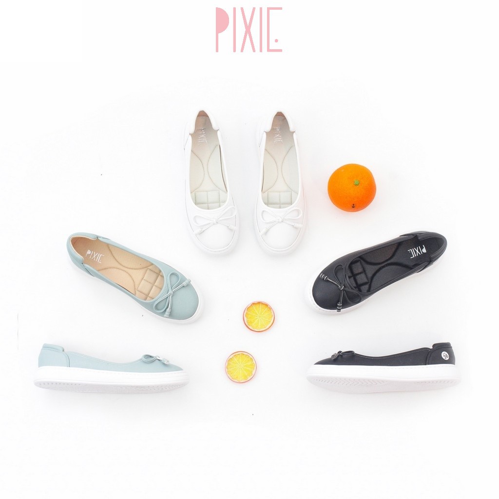Giày Búp Bê Đế Slipon Trắng Siêu Nhẹ Nơ Nhỏ Pixie X385