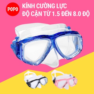 Mặt nạ lặn cận thị có độ cận từ 1.5 đến 8.0 độ, Kính có cường lực cản tia UV, hạn chế sương mờ
