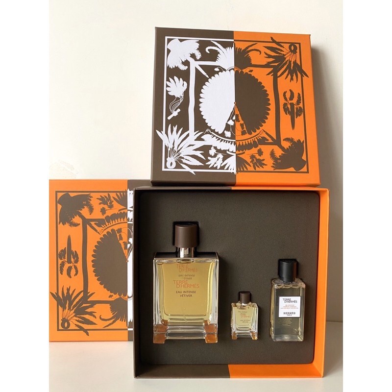 Set Nước hoa Nam HerMes Terre d’HerMes Eau Intense Vetiver 3 món - Nước hoa 100ml  - Mini cùng loại 5ml - Sữa tắm 50ml | Thế Giới Skin Care