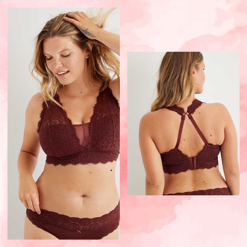 Áo Ngực Áo Lót Nữ Aerie Bralette Ren Không Gọng Xuất Khẩu Siêu Bền Có Khe Thêm Mút Đẹp XS S M L XL Nhiều Màu