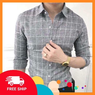 Áo Sơ Mi Nam Sọc Xám Cao Cấp