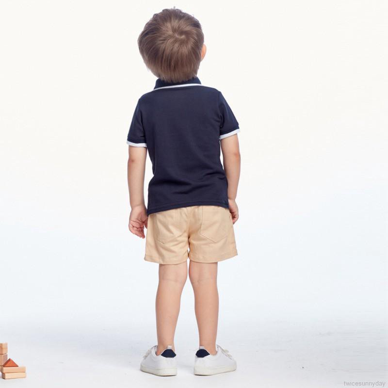 Bộ áo thun Polo tay ngắn cổ bẻ + Quần đùi đáng yêu cho bé trai