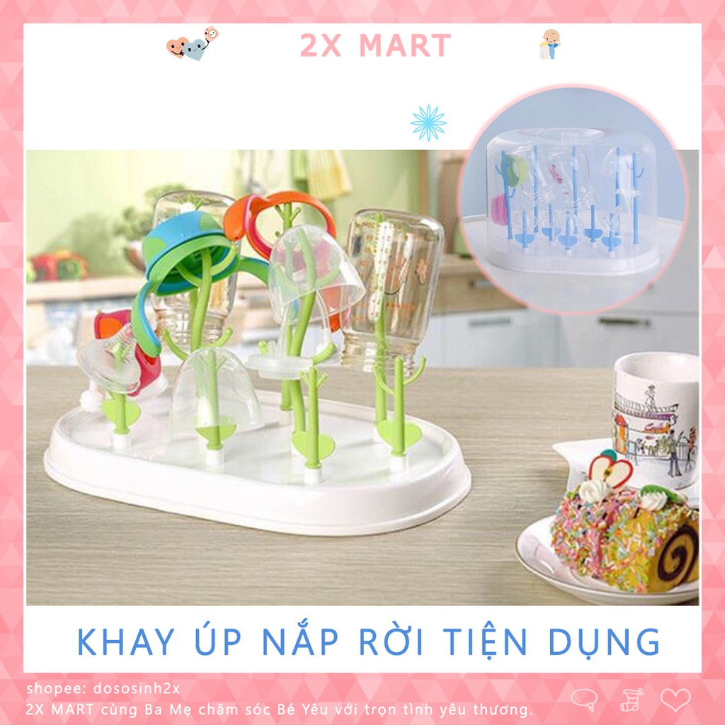 [Mã 267FMCGSALE giảm 8% đơn 500K] Khay úp bình sữa có nắp loại nắp dời tiện dụng. Giá / hộp úp bình sữa cho bé - 2X MART