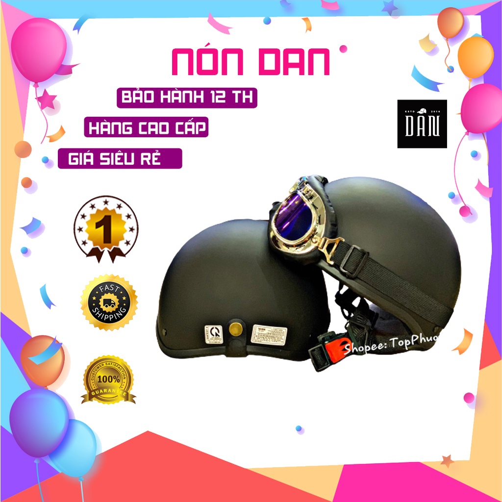 Mũ bảo hiểm nửa đầu 1/2 Đen nhám dành cho các cặp đôi và các bạn trẻ dễ thương cute