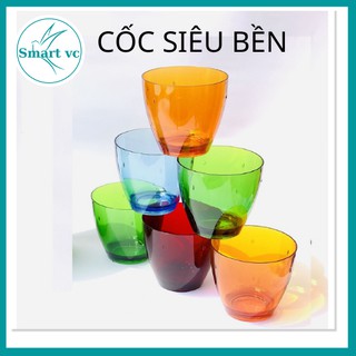 Cốc uống nước,ly uống nước Bộ 6 cốc nhựa Acrylic cao cấp Song Long- Kiểu dáng hiện đại sang trọng- Trộn màu ngẫu nghiên