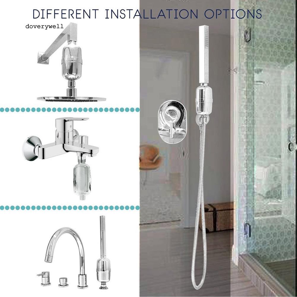 Đầu lọc sạch nước cho vòi sen thiết kế 8 lớp kích thước 7cm x 7cm x 14.5cm kèm phụ kiện