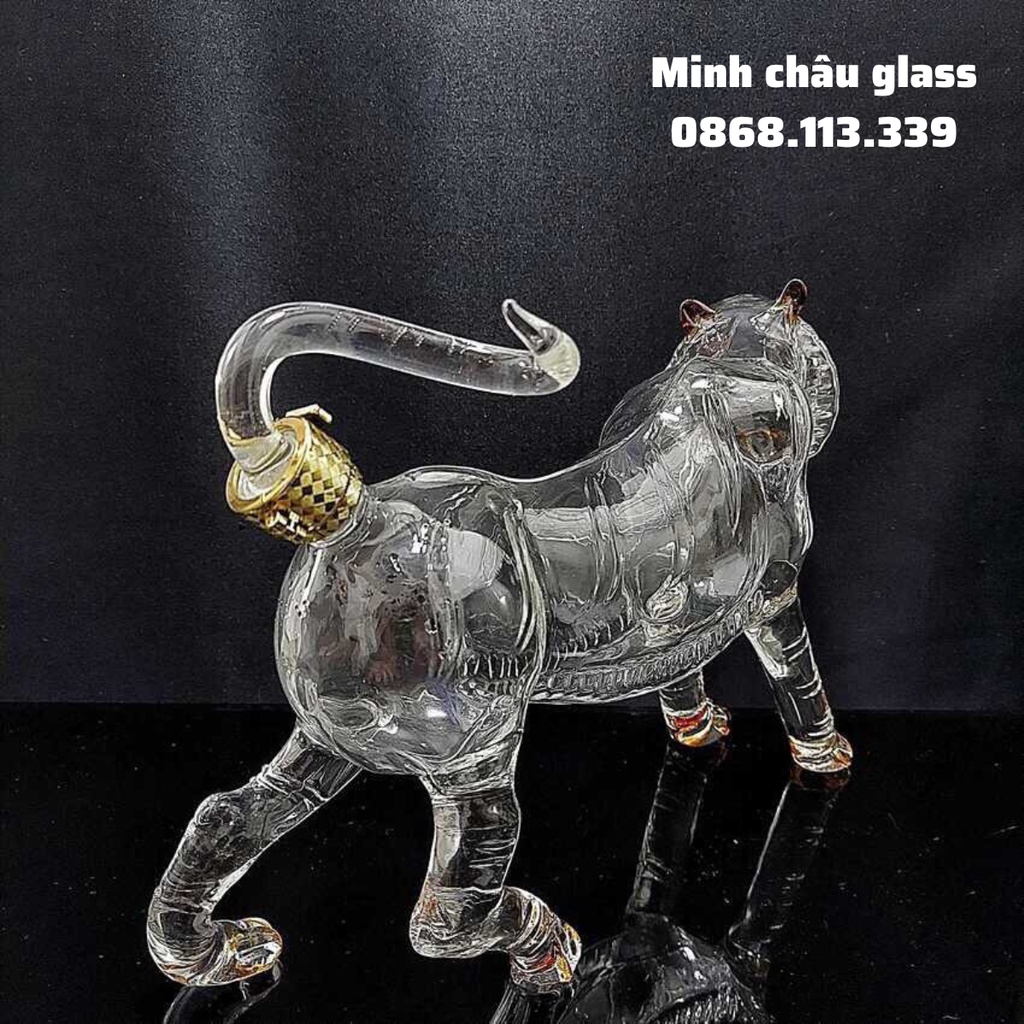 Bình đựng rượu hình con Hổ DẦN thuỷ tinh cấp làm quà tặng ý nghĩa, Tặng tân gia