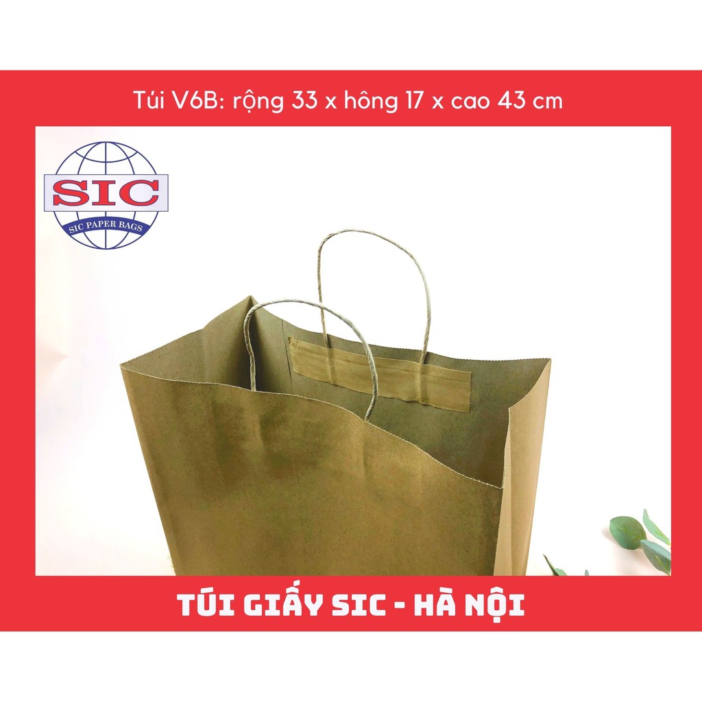 [SET 10 CHIẾC] TÚI GIẤY KRAFT V6B: 33x17x43 cm CÓ QUAI (ẢNH THẬT)