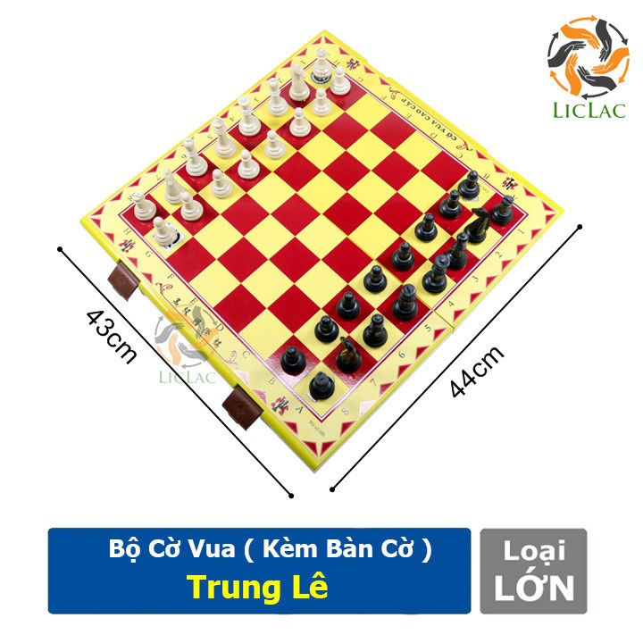 Bộ đồ chơi Cờ Vua bằng nhựa Trung Lê - Cờ vua quốc tế Kèm bàn cờ ( Made in Việt Nam ) - LICLAC