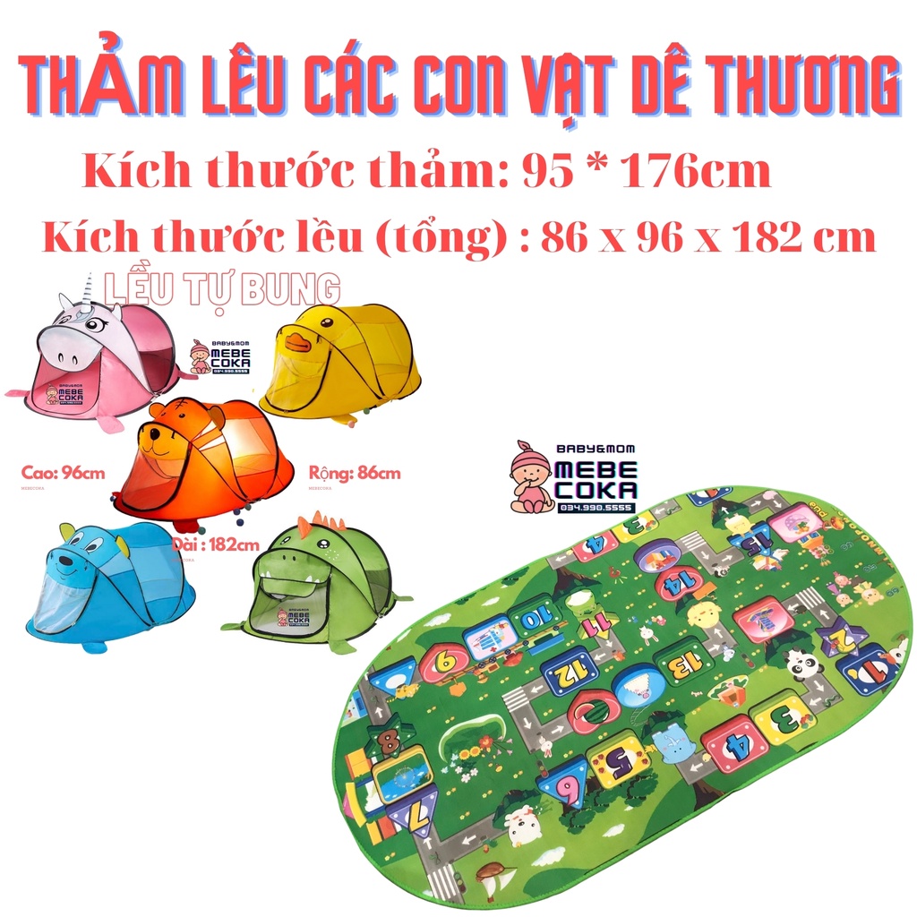 Thảm lót lều công chúa, hoàng tử, lều tự bung nhiều màu sắc đáng yêu