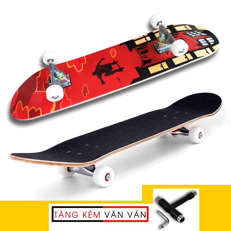 Ván trượt mặt nhám patin Keen Store bánh cao su skateboard gỗ phong