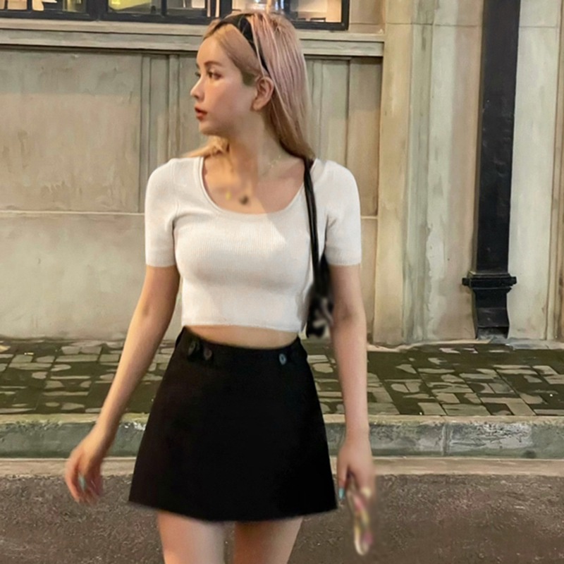 Áo Croptop Áo Thun Tay Lỡ Áo Thun Crop Top Tay Ngắn Cổ Vuông Ôm Dáng Thích Hợp Tập Yoga Thể Thao Dành Cho Nữ Áo Thun Thể Thao