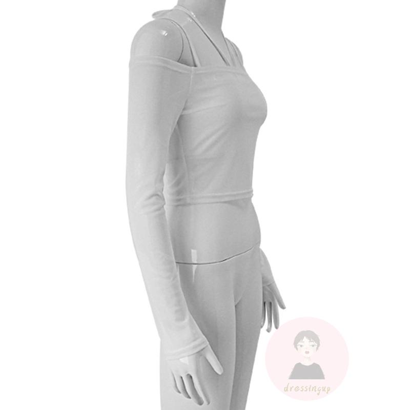 Set Áo Croptop Sát Nách + Áo Tay Dài Trễ Vai Màu Sắc Thanh Lịch Dành Cho Nữ