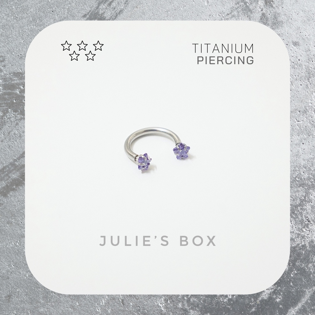 [1 Chiếc] Khuyên Tai Bông Tai Chữ U 2 Đầu Đá Ngôi Sao Màu Tím Thép Y Tế Titan Thép Không Gỉ Cá Tính Phong Cách Nam Nữ