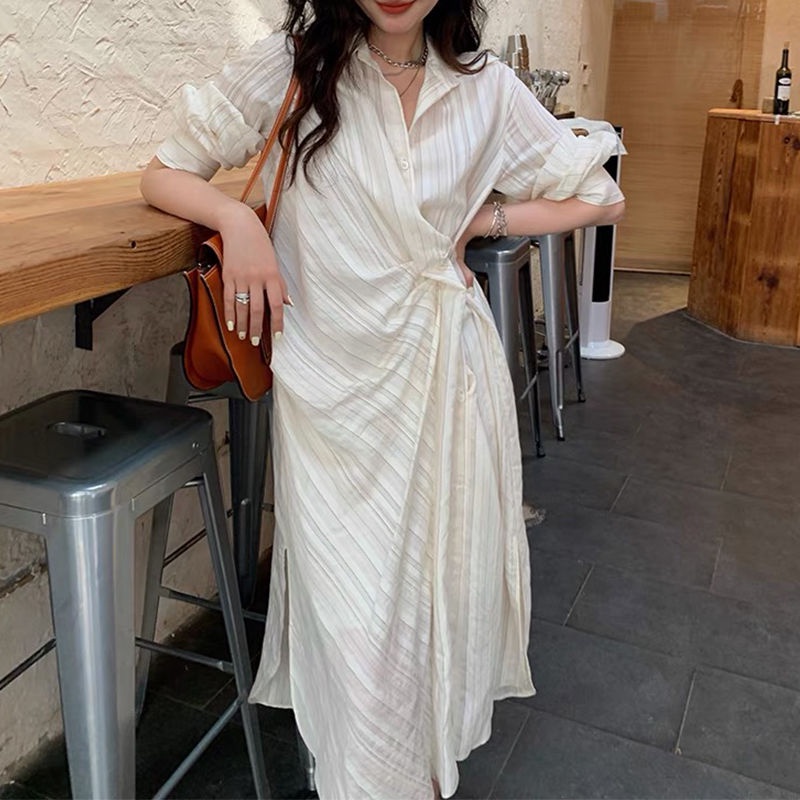 Đầm Sơ Mi Dáng Dài Kẻ Sọc Thời Trang Cao Cấp Cho Nữ