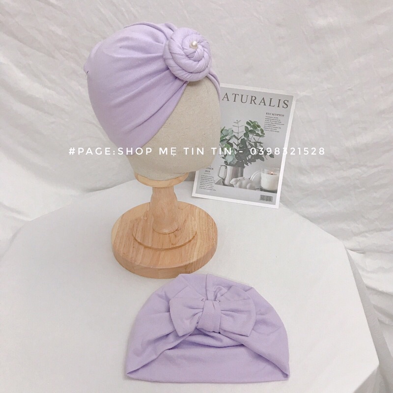 Mũ turban tím trend cho bé ( kèm tóc và không tóc )
