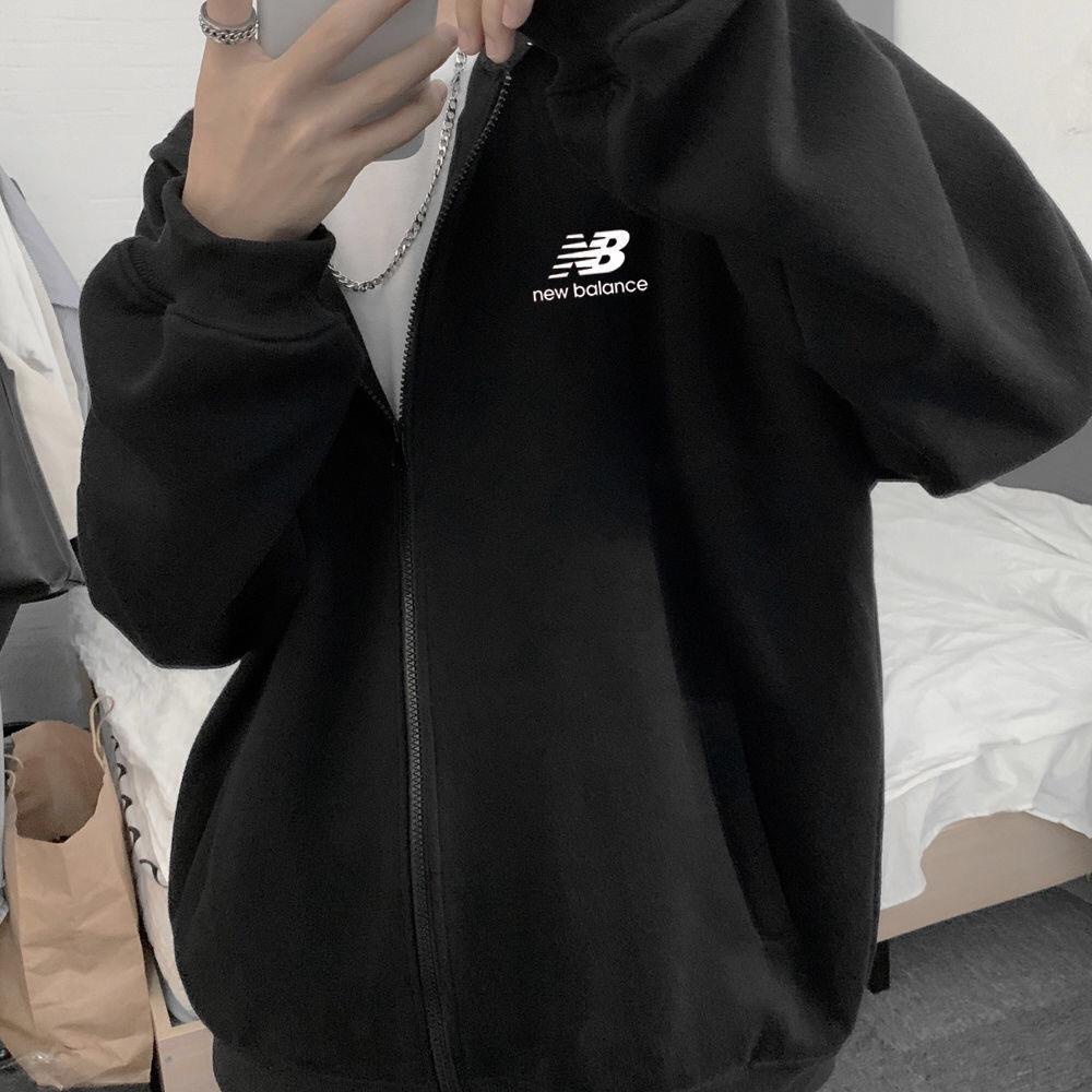 Áo khoác New Balance có mũ trùm dáng rộng màu trơn dễ phối đồ thời trang cho nam nữ