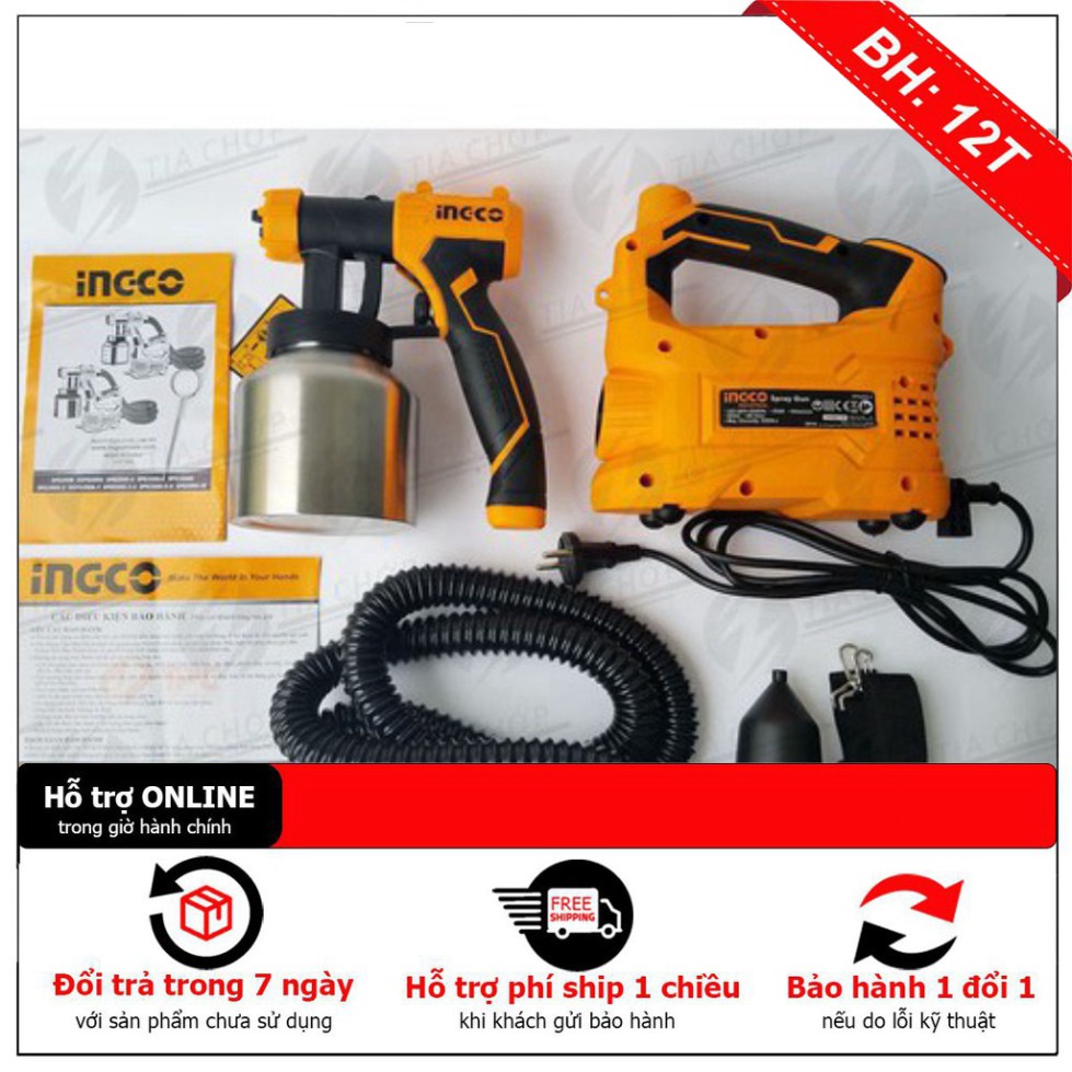 (hàng có sẵn) ảnh chụp thật từng sản phẩm MÁY PHUN SƠN DÙNG ĐIỆN INGCO 500W Bình Nhôm cam kết chất lượng chế độ bảo hà