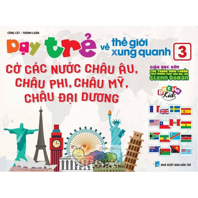FlashCard dạy trẻ thông minh sớm - Thẻ Cờ Các Nước Châu Âu, Châu Phi, Châu Mỹ, Châu Đại Dương