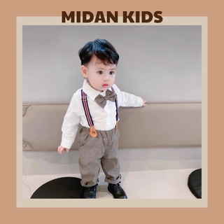 Bộ quần áo sơmi và quần yếm công tư cho bé trai - Midan Kids